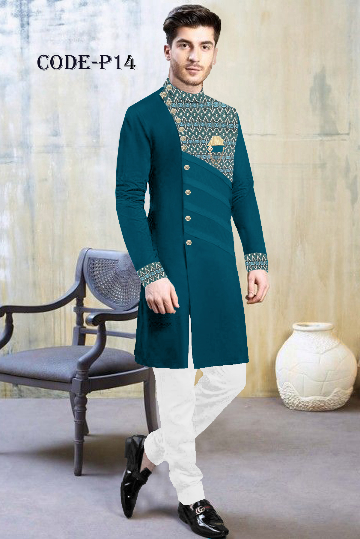 Indian Fabrics Sherwani Stylish Panjabi P-14